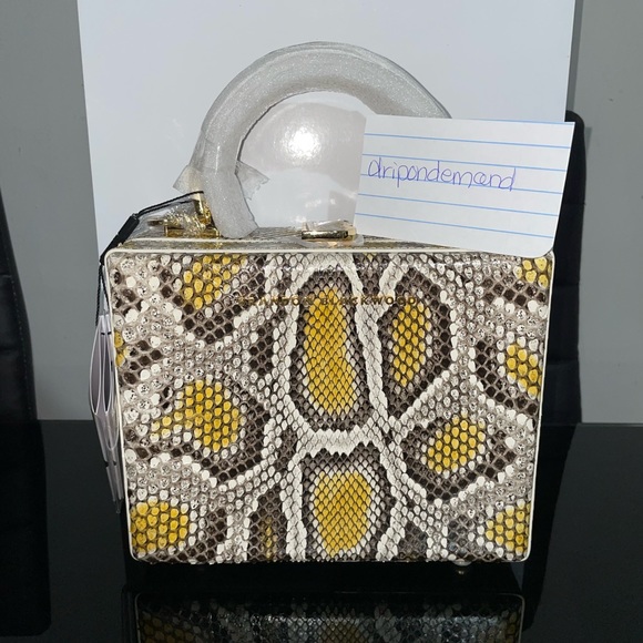 Brandon Blackwood Handbags - Brandon Blackwood Yellow Spotted Snakeskin Kendrick Trunk